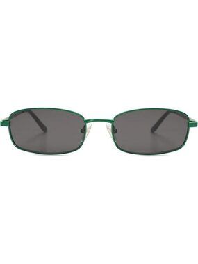 SOJOS Small Unisex Rectangle Sunglasses Retro 80s Chic Narrow Green/Grey